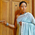 Kerala sari Chevron Blue