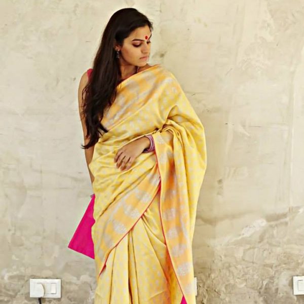 Kerala Sari Yellow Booti